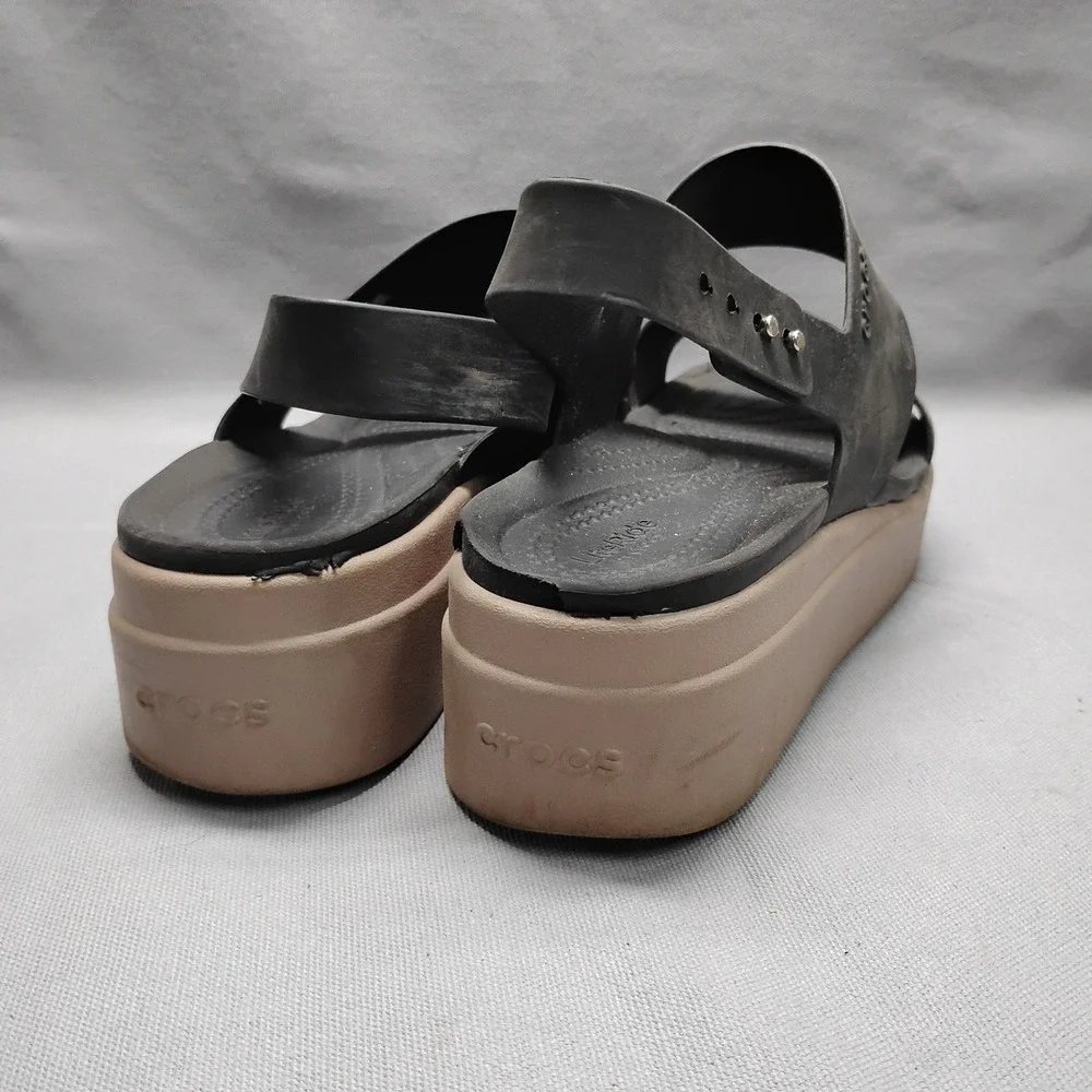 Crocs Brooklyn Low Wedge Sandal Womens 10 Black Mushroom Platform 206453